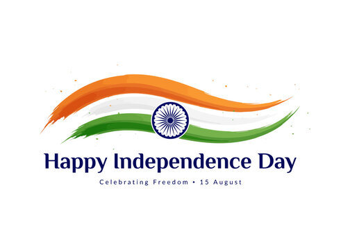 Indian Independence Day Tricolor Brush Stroke with Ashoka Chakra Vector Illustration
