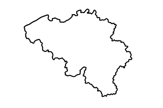 Outline map of Belgium in simple black line style