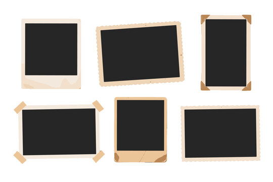 Set of vintage photo frames and blank retro paper borders