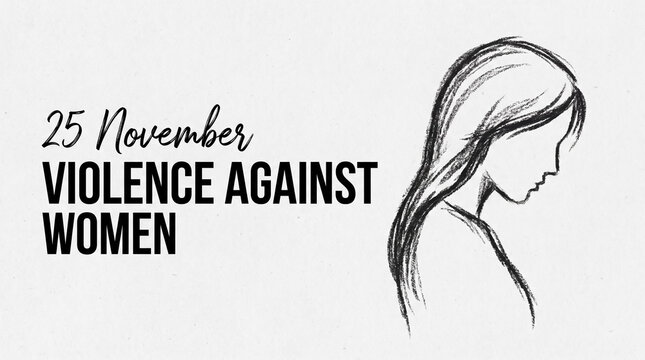 International day for the elimination of violence against women sketch profile of sad woman