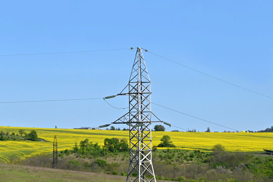 High voltage line and field in Moldova