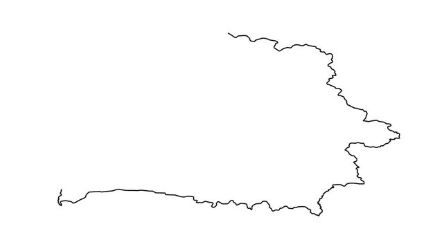 Drawing belarus map outline on white background, geographical contour in motion graphics.