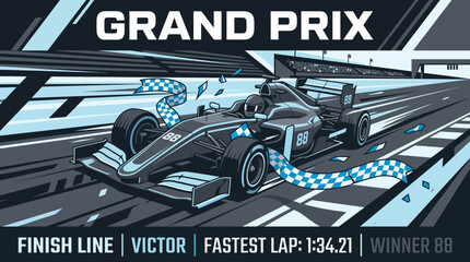 Obraz premium Dynamic Formula One Grand Prix Championship Victory Celebration