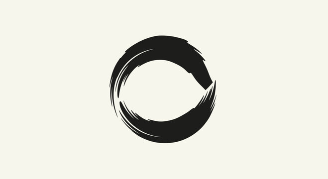 Zen brush stroke Enso circle ink illustration