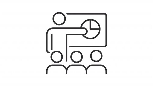 Animated school digitization line icons. Online learning animation set. Educational content and courses over internet. Outline elements on white background. HD video with alpha channel