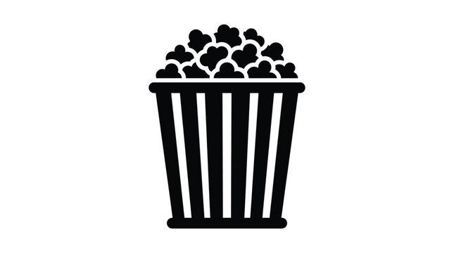 Popcorn bucket silhouette a flat black graphic on a white background