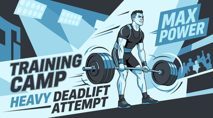 Obraz premium Athlete Demonstrates Max Power In Training Camp Heavy Deadlift Attempt Illustration