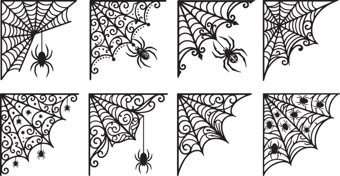 Halloween spider web corner borders
