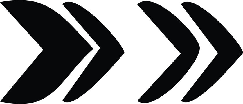 Two pairs of black curved arrow shapes pointing to the right side
