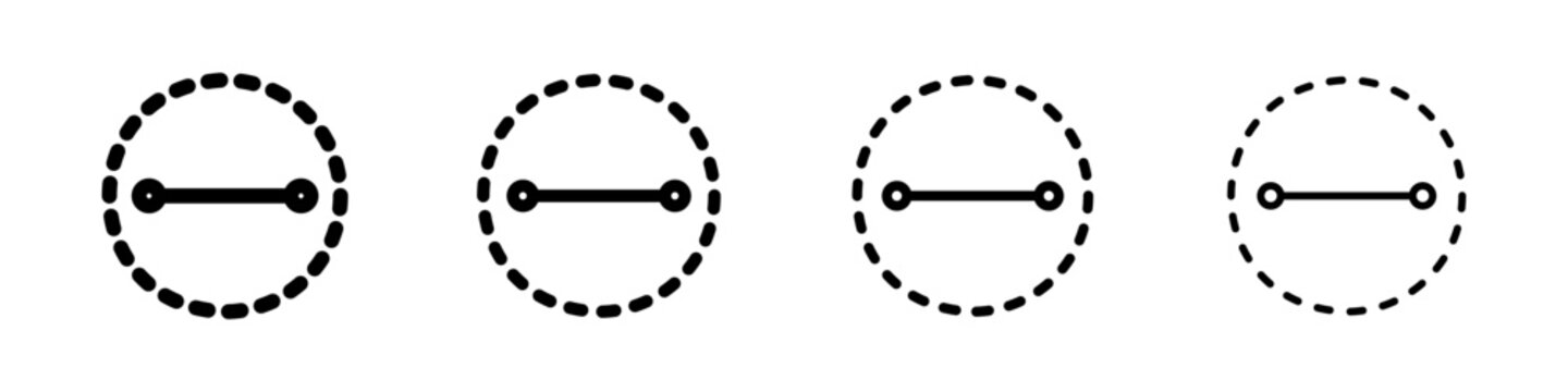 Circle Diameter Measurement Icon Set in Four Weights