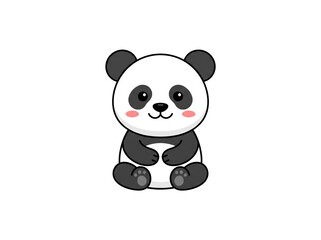 Cute baby panda bear sitting calmly with a friendly face and round ears created as a simple flat vector graphic illustration for children and fun design projects on transparent background © Adeel