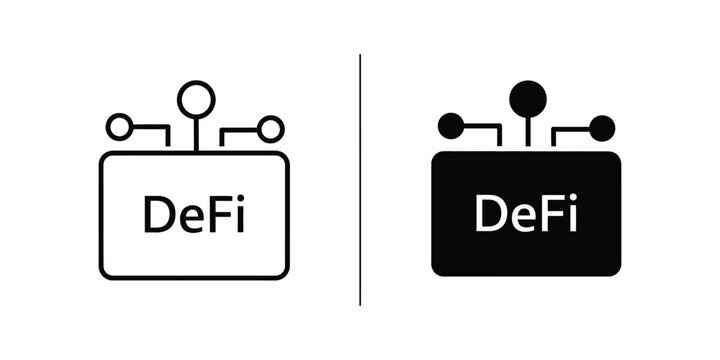 Decentralized Finance icon with blockchain nodes in light and dark modes for finance concepts