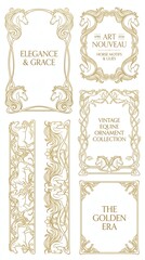 Fototapeta premium Elegant vintage designs showcase classic equine motifs perfect for fine print and sophisticated decor applications