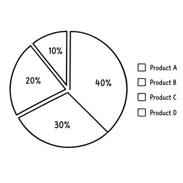 vector illustration of a pie chart vector outline style design