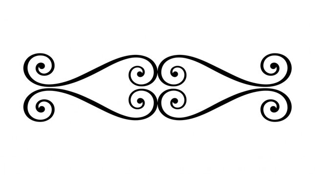 Elegant black ornamental scroll divider element for vintage card or wedding stationery invitation.