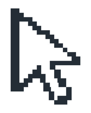 Pixelated computer mouse cursor arrow selection icon as PNG asset