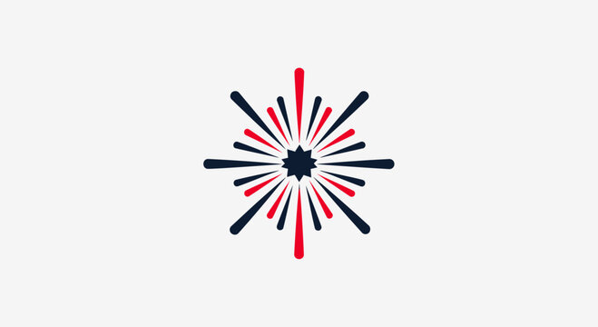 Symmetrical red and blue starburst geometric icon