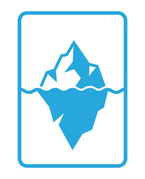 Blue iceberg icon inside a rounded square border representing nature on transparent background