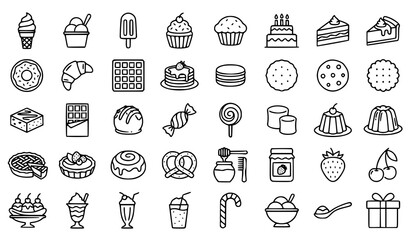 Fototapeta premium Dessert Line Icon Set Editable Stroke Bakery And Sweet Vector Collection
