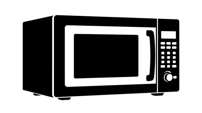 Microwave oven silhouette against a white background appliance outline