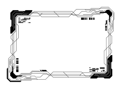 Futuristic hud tech frame interface overlay design as transparent cutout