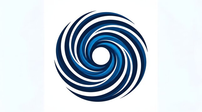 Abstract blue spiral vortex logo design element on white background