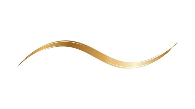 Abstract golden wave element isolated on white background with smooth lines.