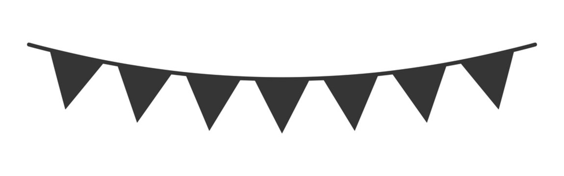 Black triangular bunting flag garland decoration as transparent object