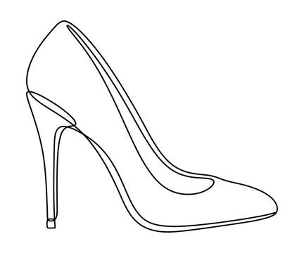Elegant high heel shoe outline drawing as transparent PNG