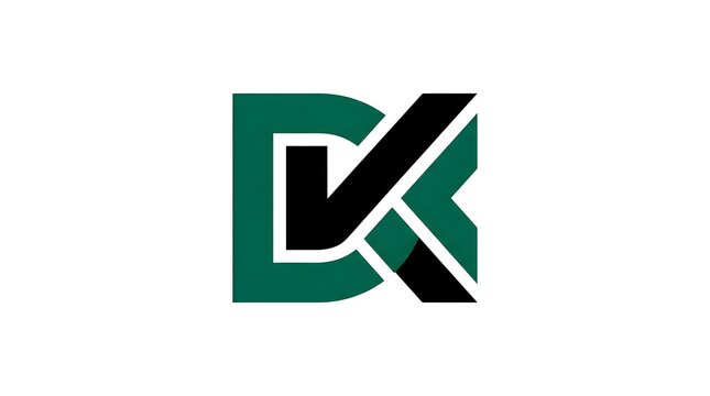 Modern DK monogram logo design with a creative checkmark integration