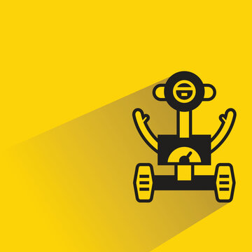 droid robot with shadow on yellow background