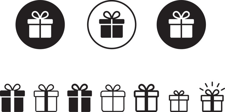 Set of gift box icons with different styles and expressions