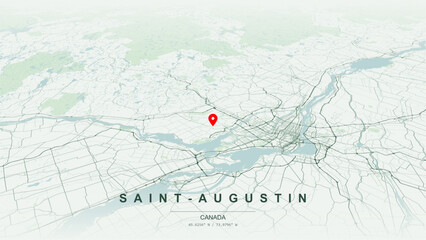 Modern minimalist vector map of Saint-Augustin-de-Desmaures, Quebec. High-quality scalable illustration of Saint-Augustin geographic boundaries within the Capitale-Nationale region for posters design. © AliRza