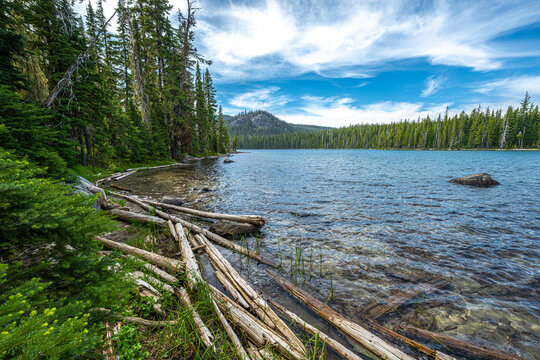 Doris Lake at the Six Lakes Trail in the Three Sisters Wilderness, OR