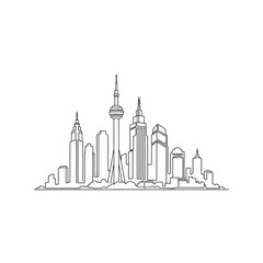 Obraz premium Continuous single line drawing of Toronto city skyline.