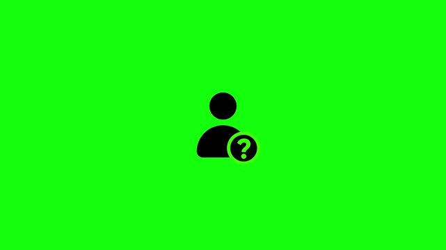 User profile question mark animation, minimalist account help symbol on green screen