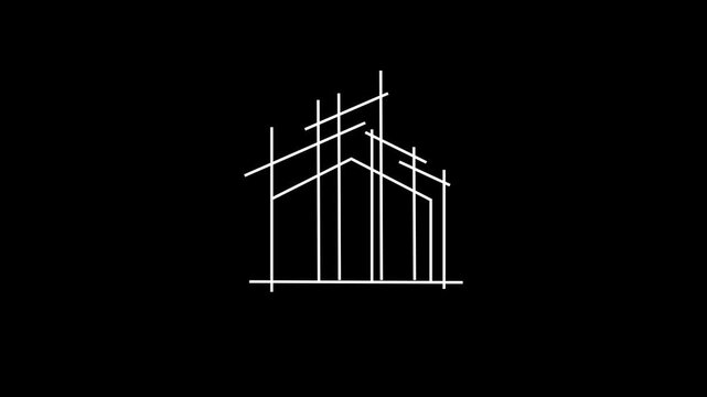  neon Insight home icon isolated on black background. HD Video motion graphic animation . Online order parcel process from warehouse to home delivery. Concept of transparent logistics .
