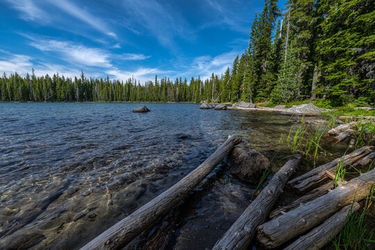 Doris Lake at the Six Lakes Trail in the Three Sisters Wilderness, OR