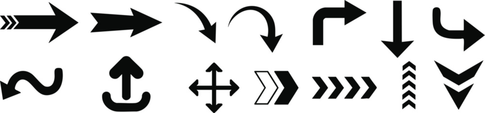 Curved Arrow Symbols Collection Vector Design