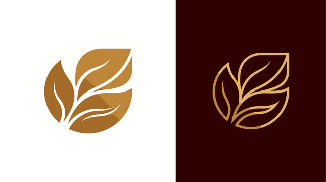 Minimal elegant gold leaf logo design in two color variations for branding.