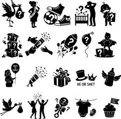 Obraz premium Gender Reveal Party Icons Set - Vector Illustrations