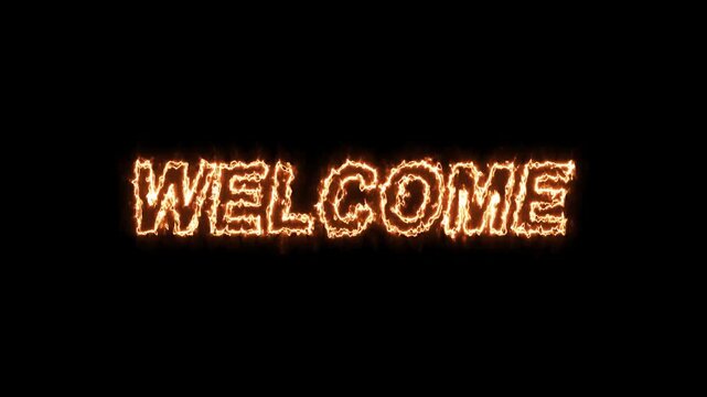 Welcome Fire Text Animation with Glowing Flame Effect