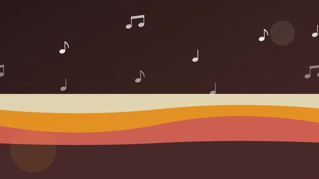 retro brown orange cream vintage flying music notes overlay