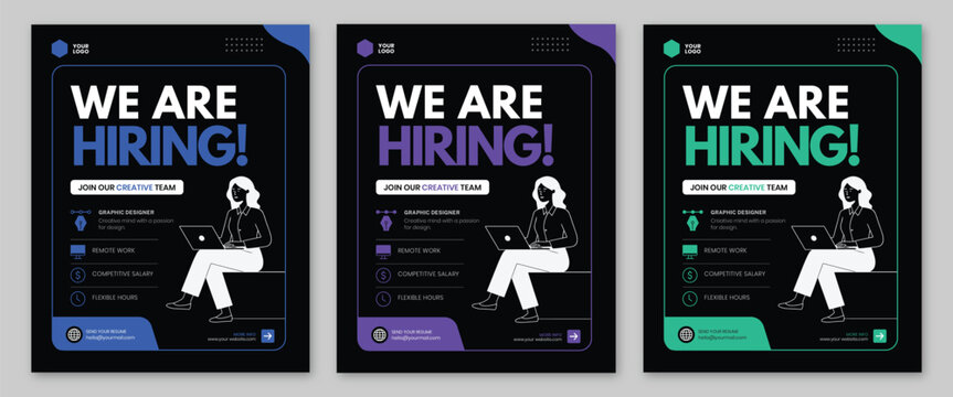 We Are Hiring Flyer Template Editable Corporate Recruitment Job Vacancy Social Media Post Banner Design