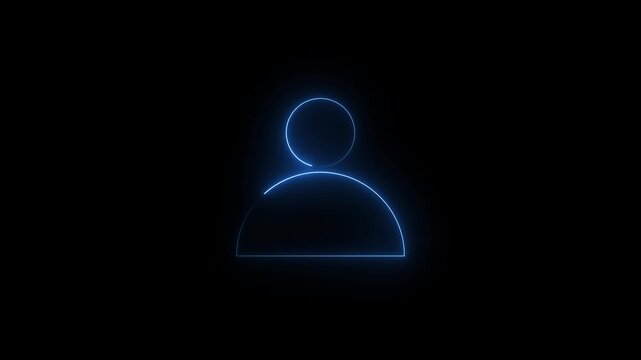 Glowing neon contact icon black background. user name, profile, flat style avatar person icons.user person sign, personal data protection guarantee, digital safety.