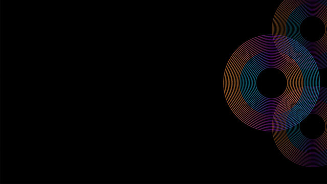 Dark neon digital background with glowing circle line graphic for presentation wallpaper template