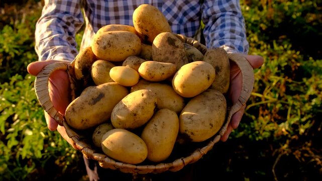 Potato harvest in the garden. Selective focus.