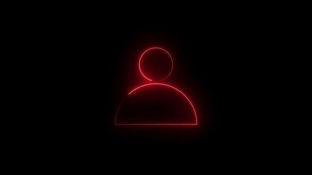Glowing neon contact icon black background. user name, profile, flat style avatar person icons.user person sign, personal data protection guarantee, digital safety.