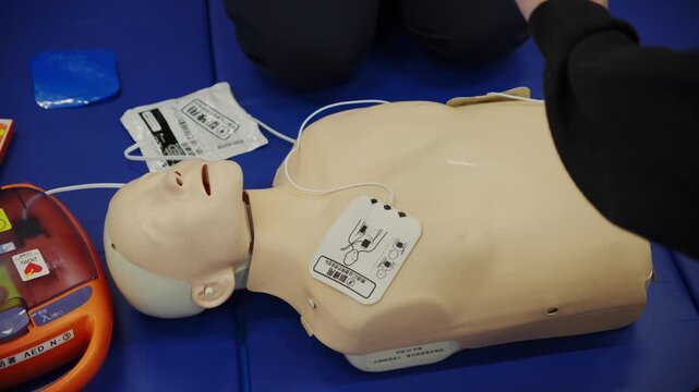Person performing chest compressions during cpr first aid training