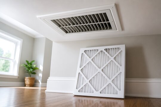 Hvac air filter replacement and ventilation system maintenance concept